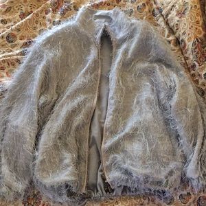 Vintage baby blue silver fuzzy  jacket